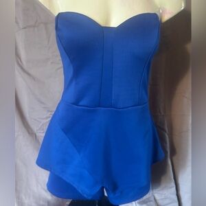 Flamingo Strapless Blue Romper